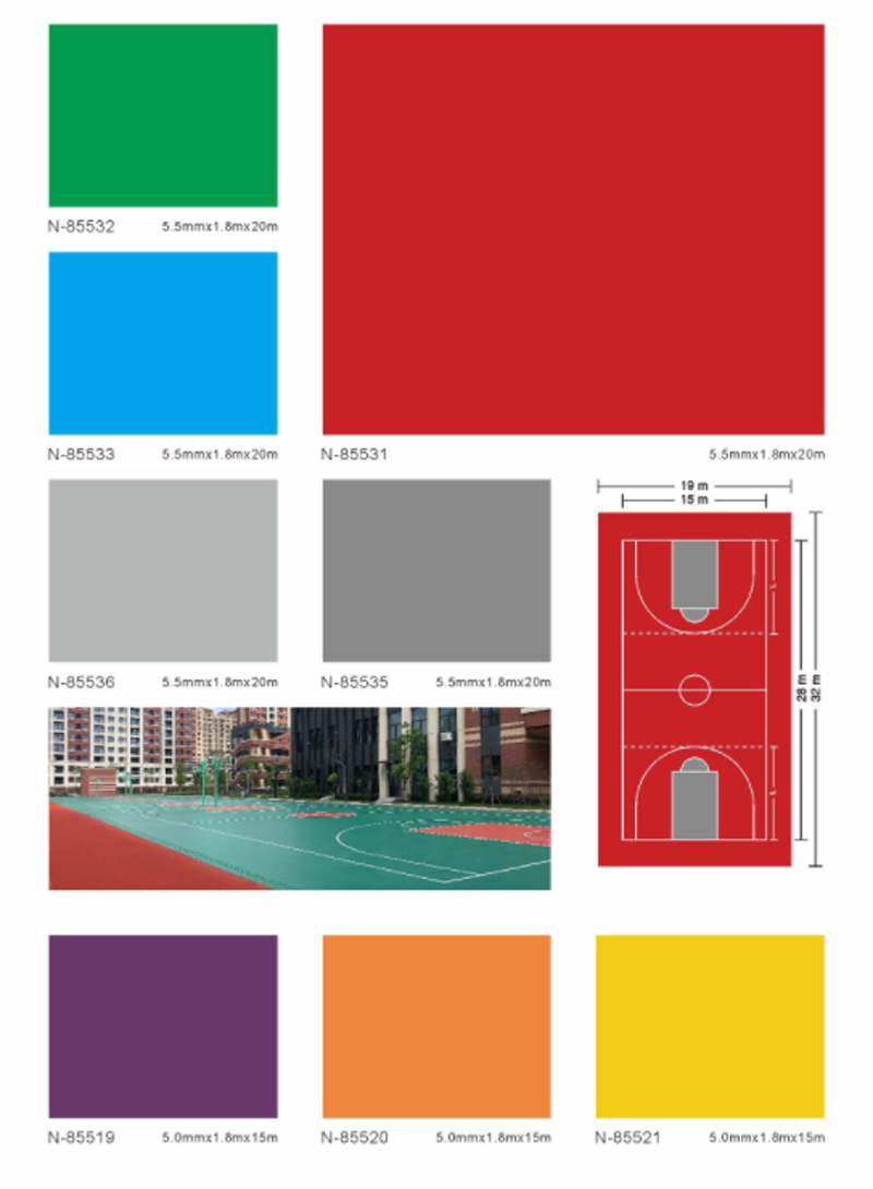 室外场地专用 PVC运动地胶
